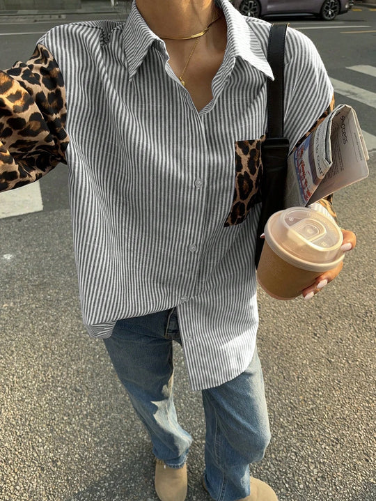 EB | Damenbluse mit Leo-Details Auffällig, Locker & Streetstyle Bereit