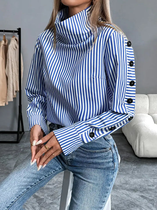 EB | Stylische Gestreifte Bluse Aus Baumwolle