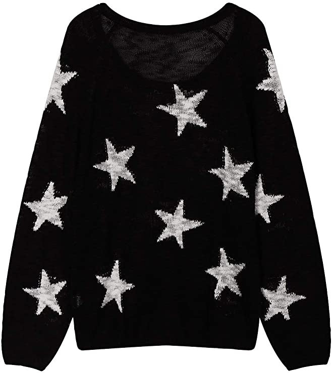 Damen Grobstrickpullover mit Sternenmuster EB