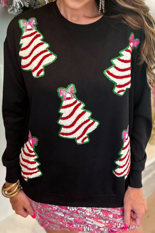 EB | Casual Weihnachtsbaum Pailletten O-Hals Sweats