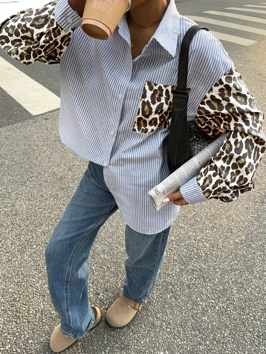 EB | Damenbluse mit Leo-Details Auffällig, Locker & Streetstyle Bereit
