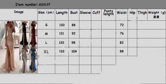 EB | Off Shoulder Abendkleid mit Pailletten, Schlitz und Figurbetontem Schnitt für Damen