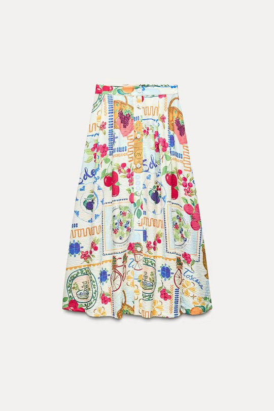 EB | Elegantes zweiteiliges Set mit Floralprint, Taschen, Rüschen und Quadratausschnitt