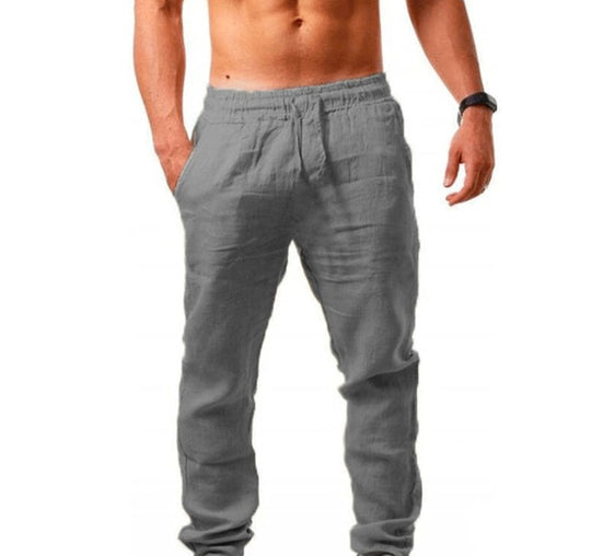 Herren nan leichte Leinenhose mit elastischem Bund tapered Schnitt EB