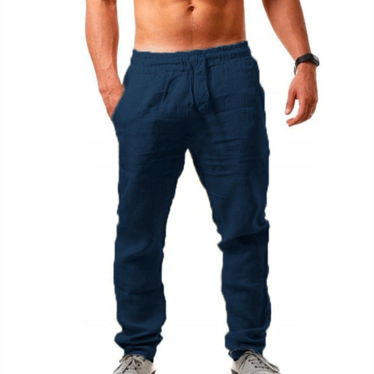 Herren nan leichte Leinenhose mit elastischem Bund tapered Schnitt EB