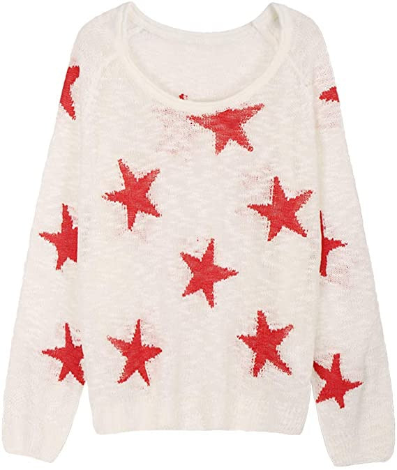 Damen Grobstrickpullover mit Sternenmuster EB