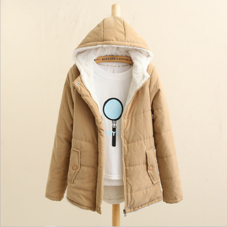 Damen Gepolsterte Winterjacke mit Teddyfutter und Kapuze EB