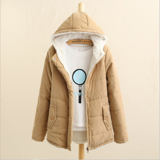 Damen Gepolsterte Winterjacke mit Teddyfutter und Kapuze EB