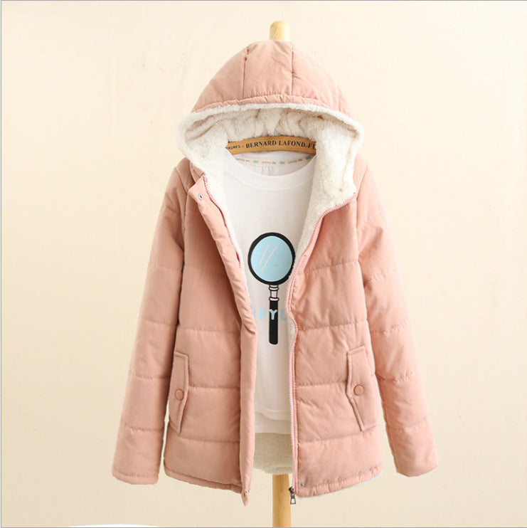 Damen Gepolsterte Winterjacke mit Teddyfutter und Kapuze EB