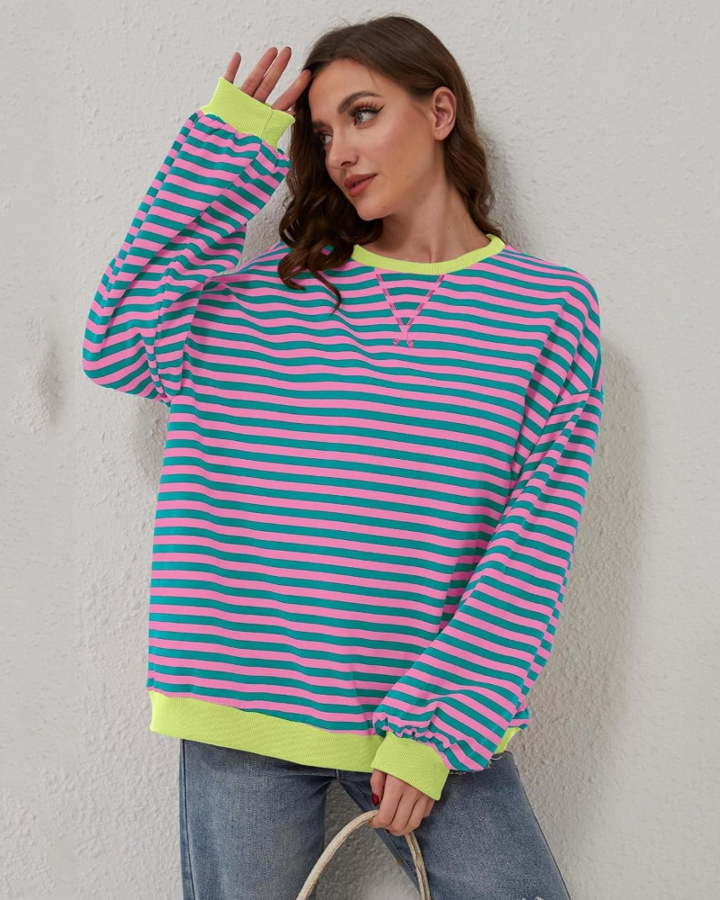 EB | Übergrößen Streifen Langarm Sweatshirt