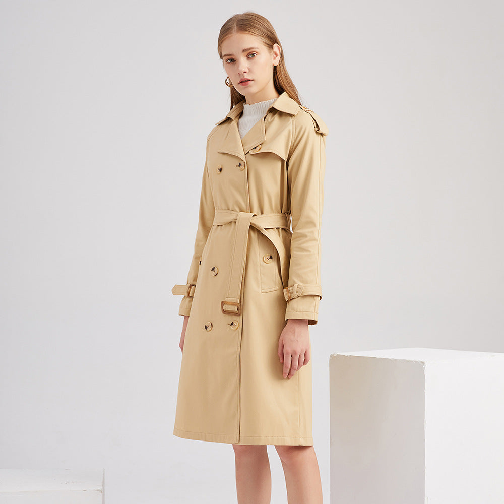 Damen nan Trenchcoat mit doppelreihiger Knopfleiste, Taillengürtel und Schulterklappen EB