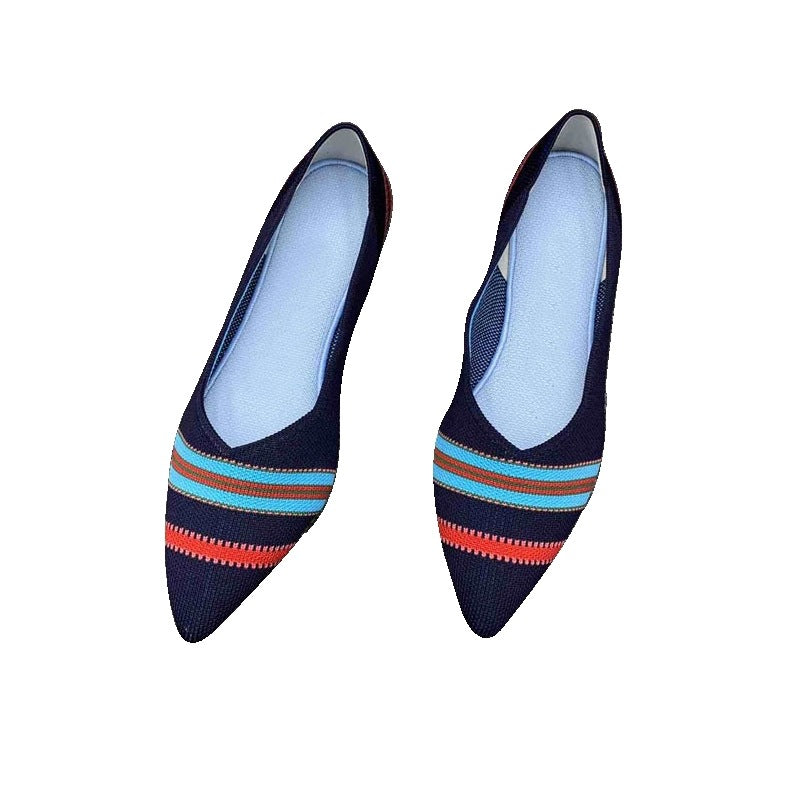 Damen spitz zulaufende Ballerinas mit modischem Strickdesign EB