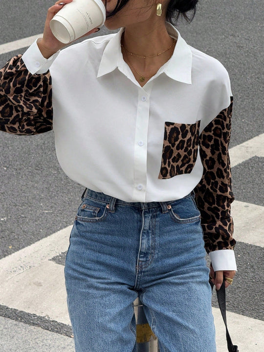 EB | Damenbluse mit Leo-Details Auffällig, Locker & Streetstyle Bereit