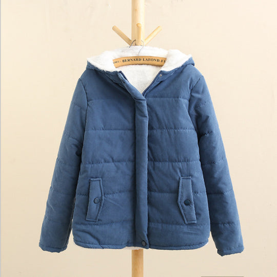 Damen Gepolsterte Winterjacke mit Teddyfutter und Kapuze EB