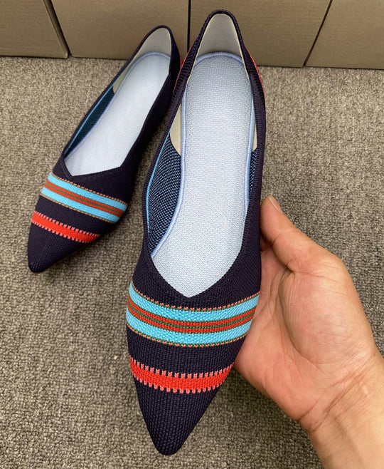 Damen spitz zulaufende Ballerinas mit modischem Strickdesign EB