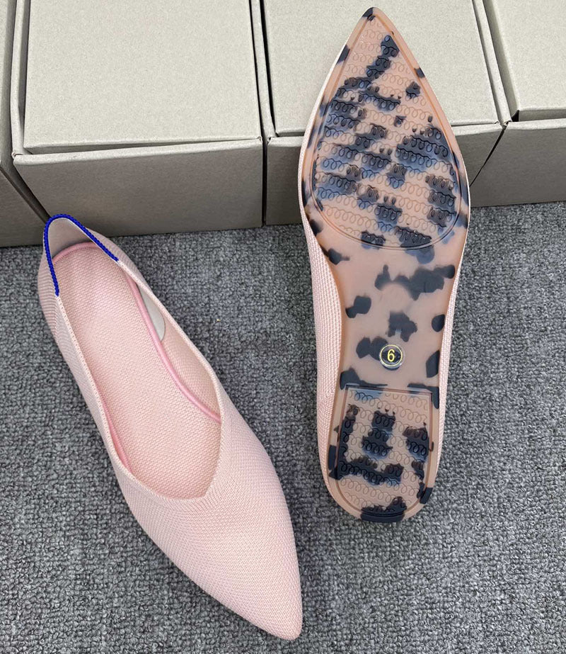 Damen spitz zulaufende Ballerinas aus elastischem Gewebe EB