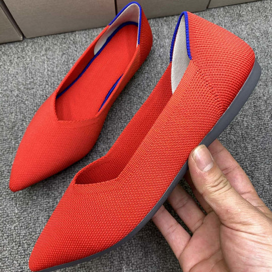 Damen spitz zulaufende Ballerinas mit atmungsaktivem Obermaterial EB