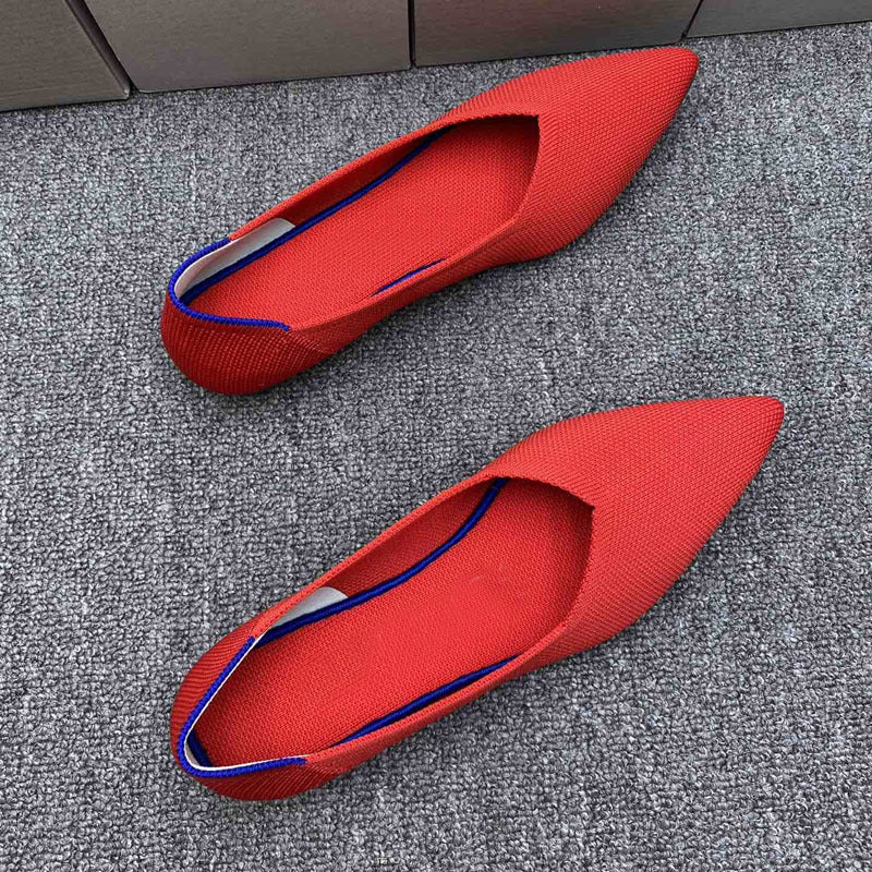 Damen spitz zulaufende Ballerinas mit atmungsaktivem Obermaterial EB