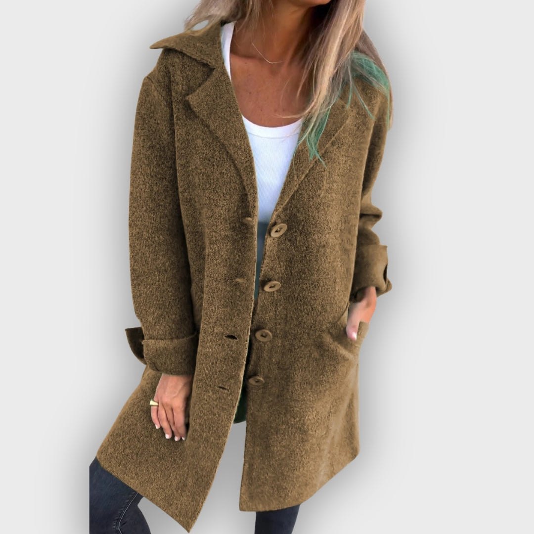 EB | Lässiger langer Mantel mit Revers