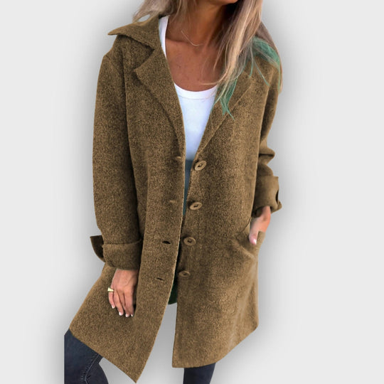 EB | Lässiger langer Mantel mit Revers