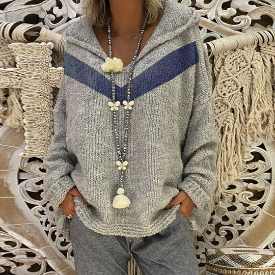 Damen Kapuzenpullover mit Strukturmuster und auffälligen Akzenten EB