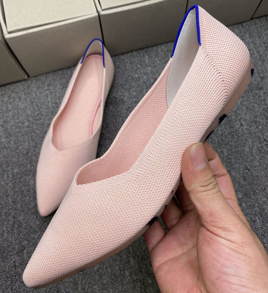 Damen spitz zulaufende Ballerinas aus elastischem Gewebe EB