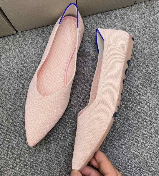 Damen spitz zulaufende Ballerinas aus elastischem Gewebe EB