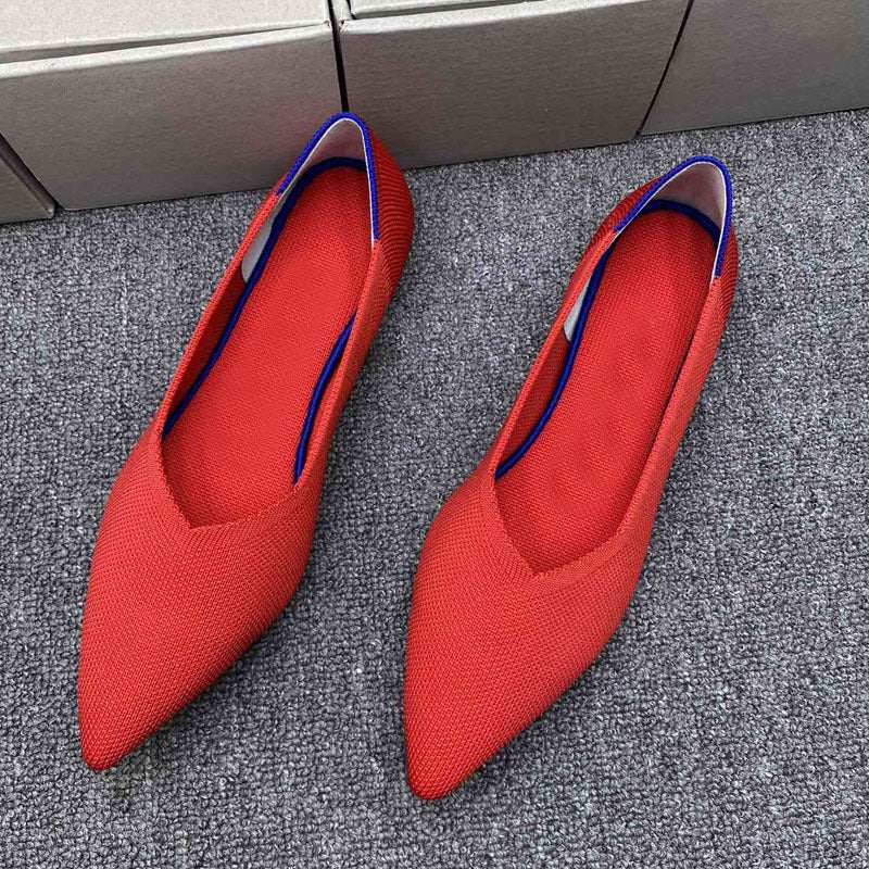 Damen spitz zulaufende Ballerinas mit atmungsaktivem Obermaterial EB