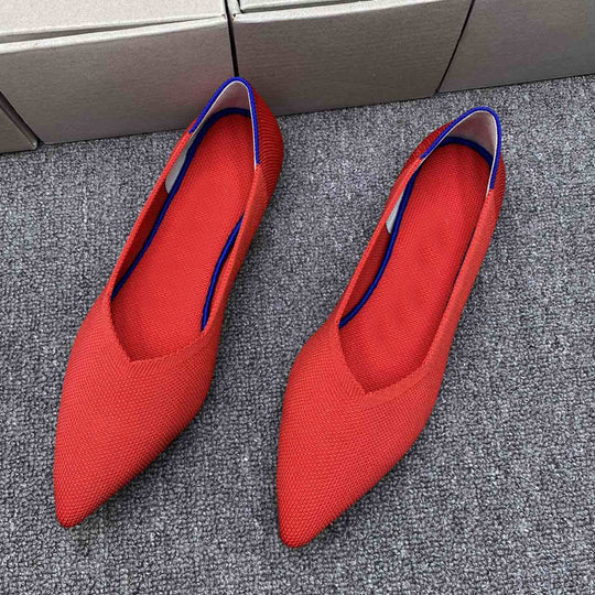 Damen spitz zulaufende Ballerinas mit atmungsaktivem Obermaterial EB