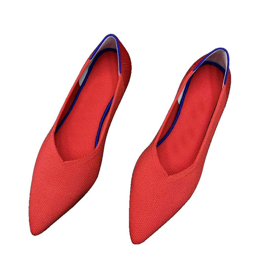 Damen spitz zulaufende Ballerinas mit atmungsaktivem Obermaterial EB