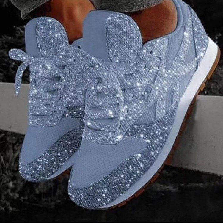 Damen Sportliche Sneaker mit funkelndem Glitzer-Design EB