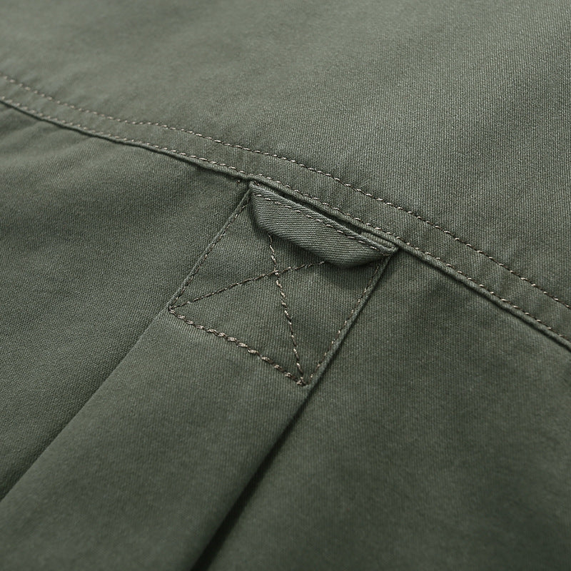 Herren Baumwoll-Utility-Hemd mit Druckknopf‑Brusttaschen und Stehkragen EB