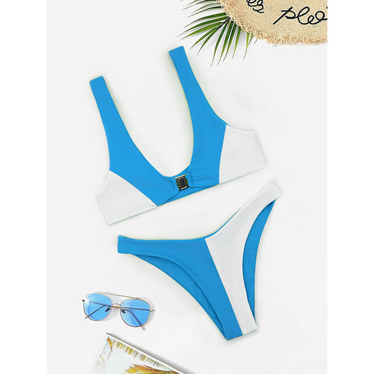 Damen Bikini mit modischem V-Ausschnitt und herausnehmbaren Polstern EB