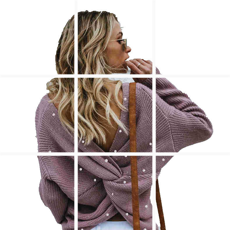 Damen Strickpullover mit Twist-Detail und Perlenbesatz EB