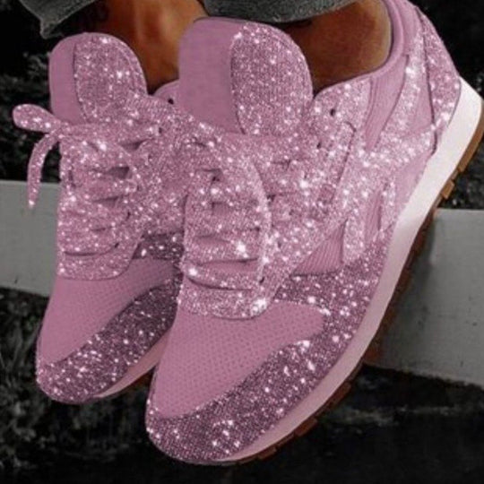 Damen Sportliche Sneaker mit funkelndem Glitzer-Design EB