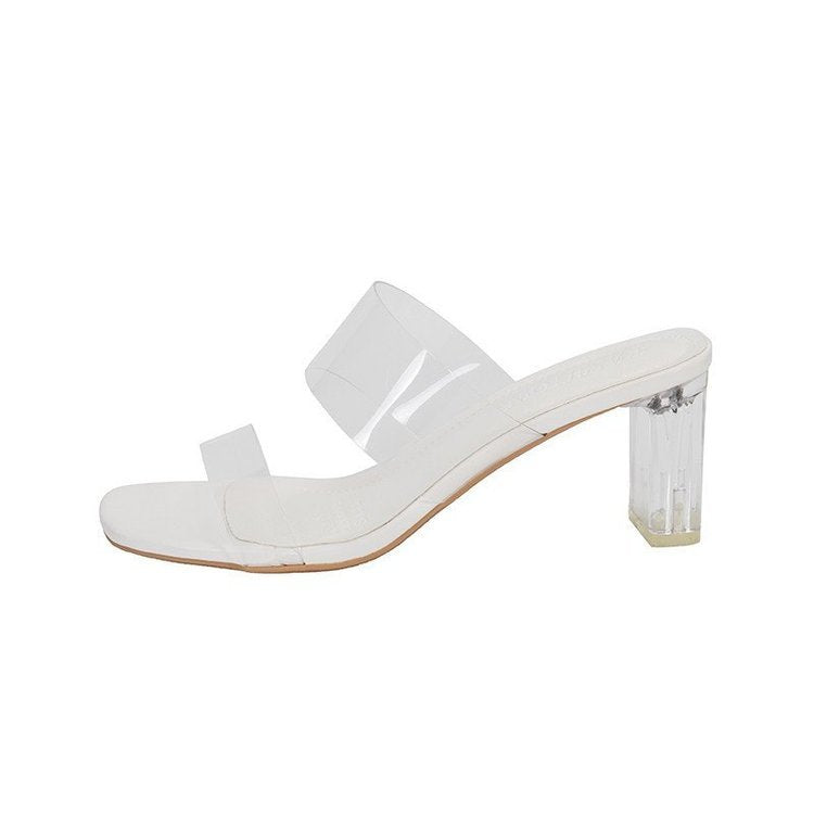Damen transparente Blockabsatz-Sandalen EB