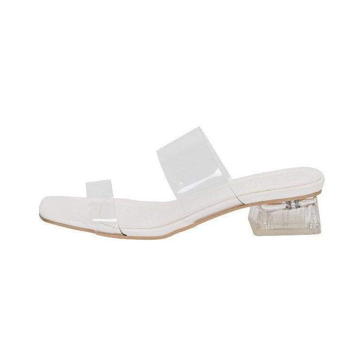 Damen transparente Blockabsatz-Sandalen EB