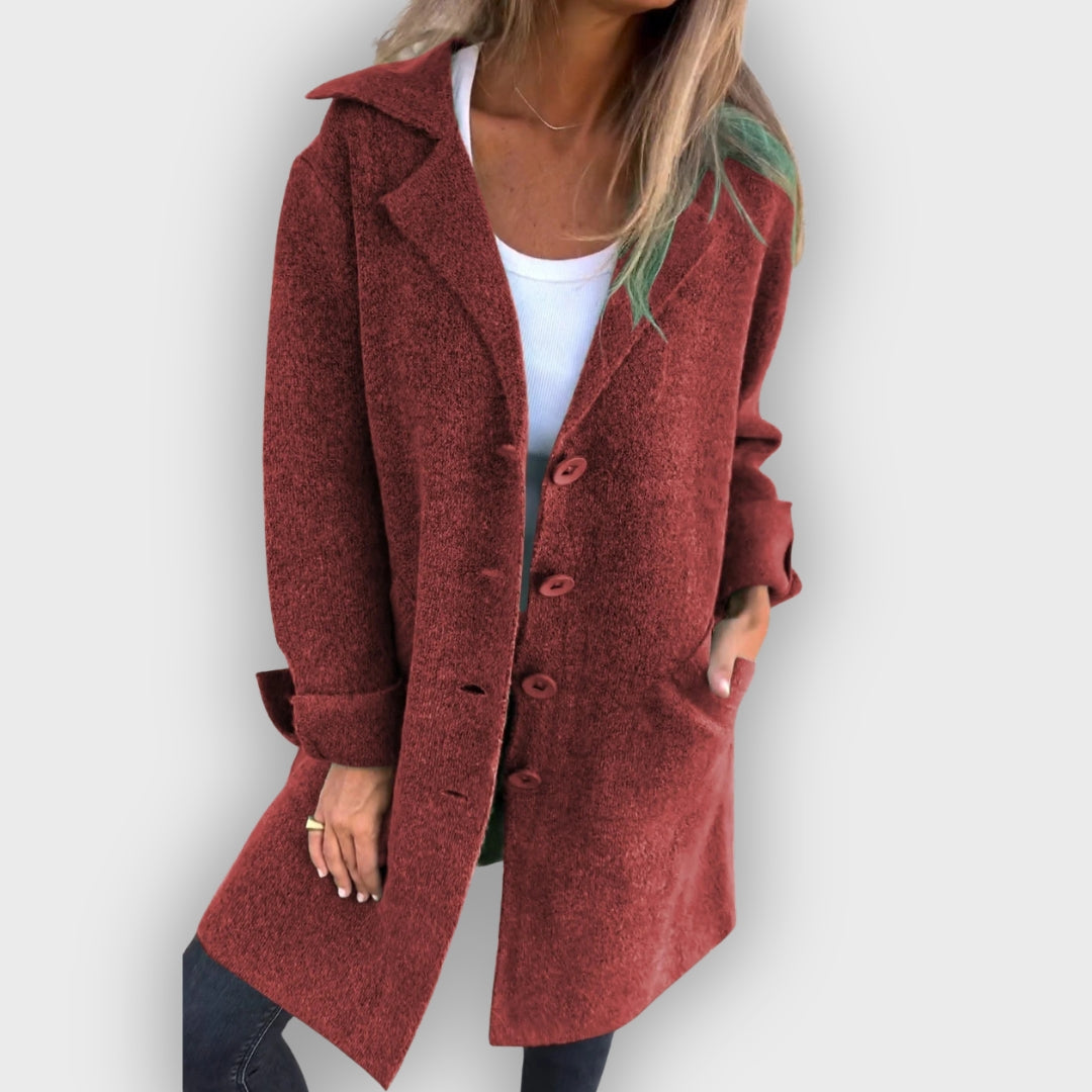 EB | Lässiger langer Mantel mit Revers