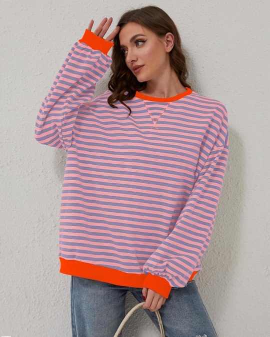 EB | Übergrößen Streifen Langarm Sweatshirt
