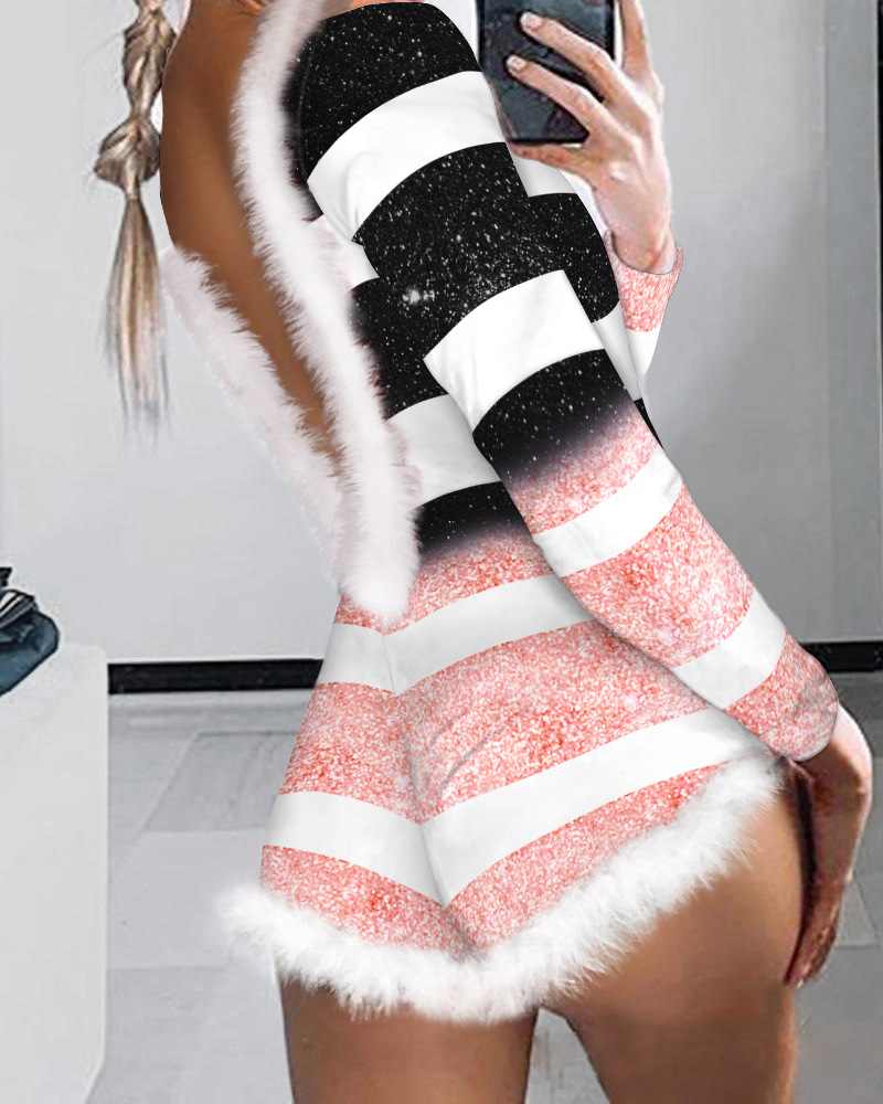 EB | Weihnachts Floral Sexy Body Tight Jumpsuit Shorts