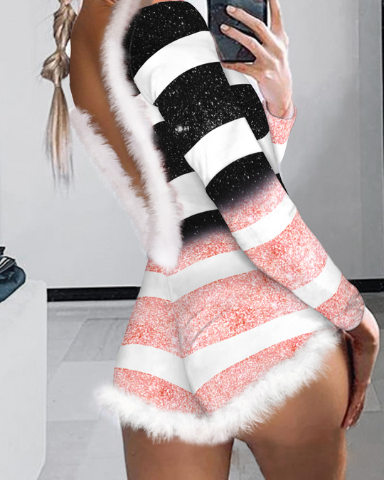 EB | Weihnachts Floral Sexy Body Tight Jumpsuit Shorts