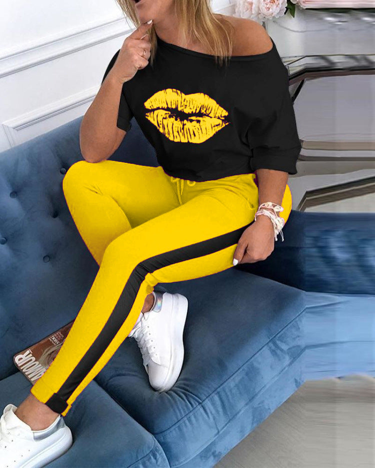 Damen Sportliches Oberteil und Leggings-Set EB