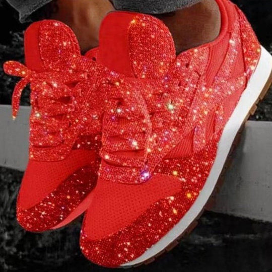 Damen Sportliche Sneaker mit funkelndem Glitzer-Design EB