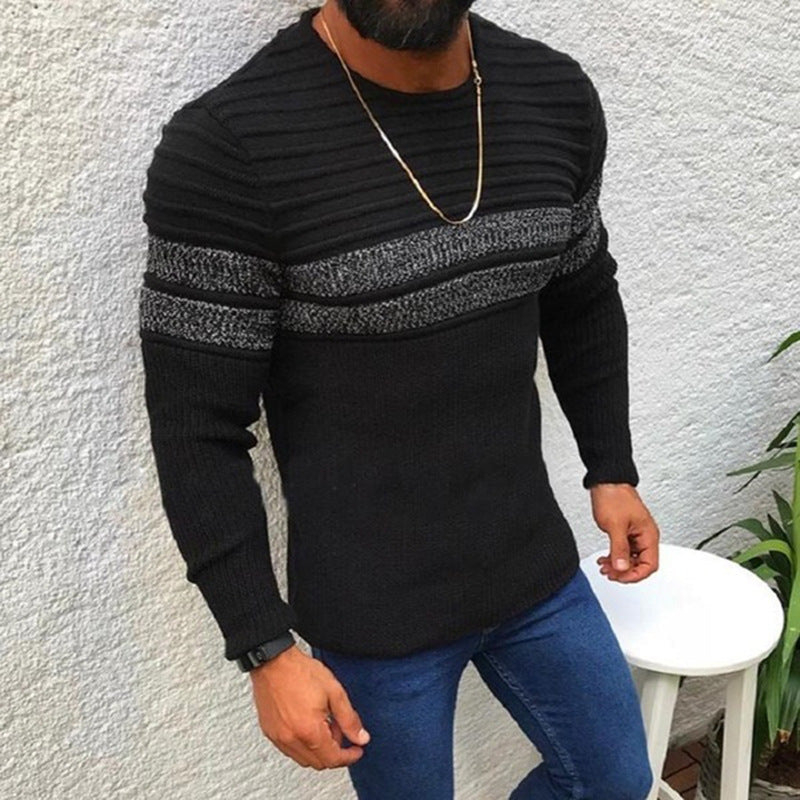 Herren Strickpullover mit strukturiertem Wellenmuster und modischem Farbdesign EB