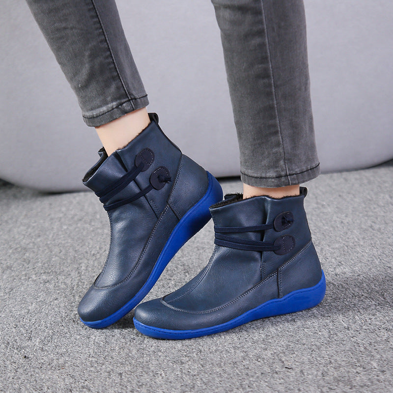 Damen nan gefütterte Stiefelette mit ergonomischer Keilsohle, weichem Innenfutter und dekorativen Schlaufen EB