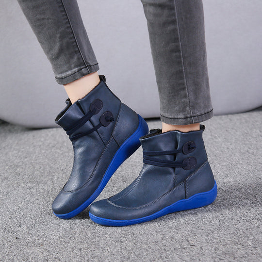 Damen nan gefütterte Stiefelette mit ergonomischer Keilsohle, weichem Innenfutter und dekorativen Schlaufen EB
