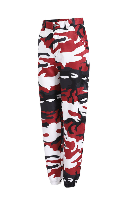 Damen Cargohose im modernen Camouflage-Design mit elastischem Bund und praktischen Taschen EB