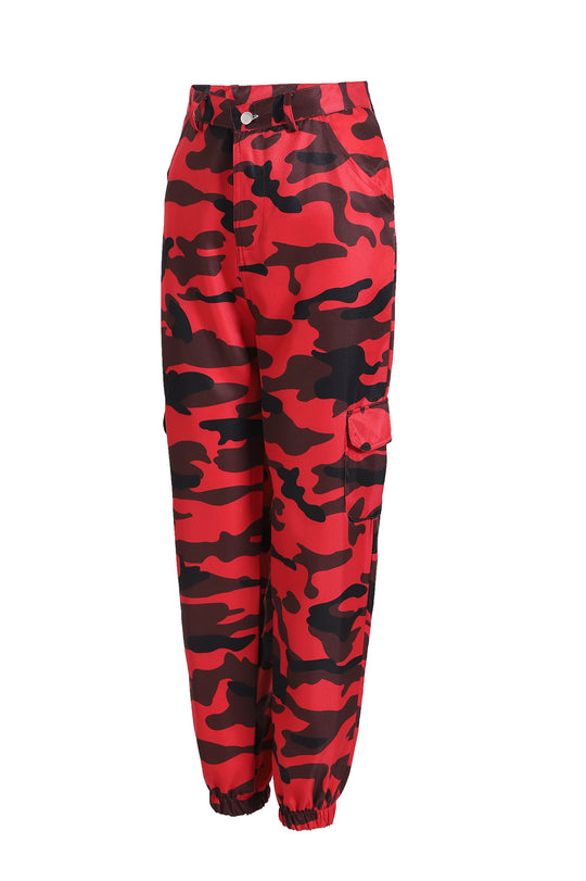 Damen Cargohose im modernen Camouflage-Design mit elastischem Bund und praktischen Taschen EB