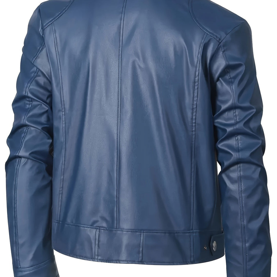 EB | Elegante Pu-Lederjacke mit Farbblockierung und Mehrfachreißverschluss