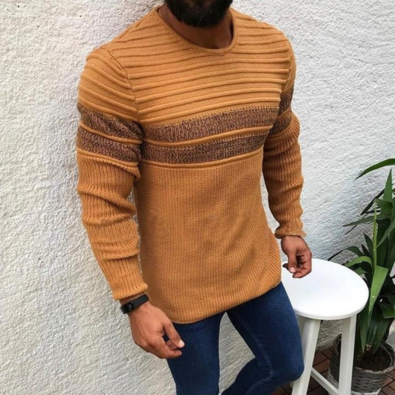 Herren Strickpullover mit strukturiertem Wellenmuster und modischem Farbdesign EB